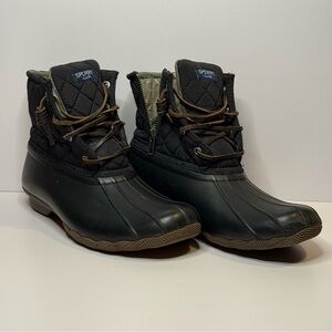 Sperry Saltwater Quilted Nylon Duck Boots Black Women’s Size 9